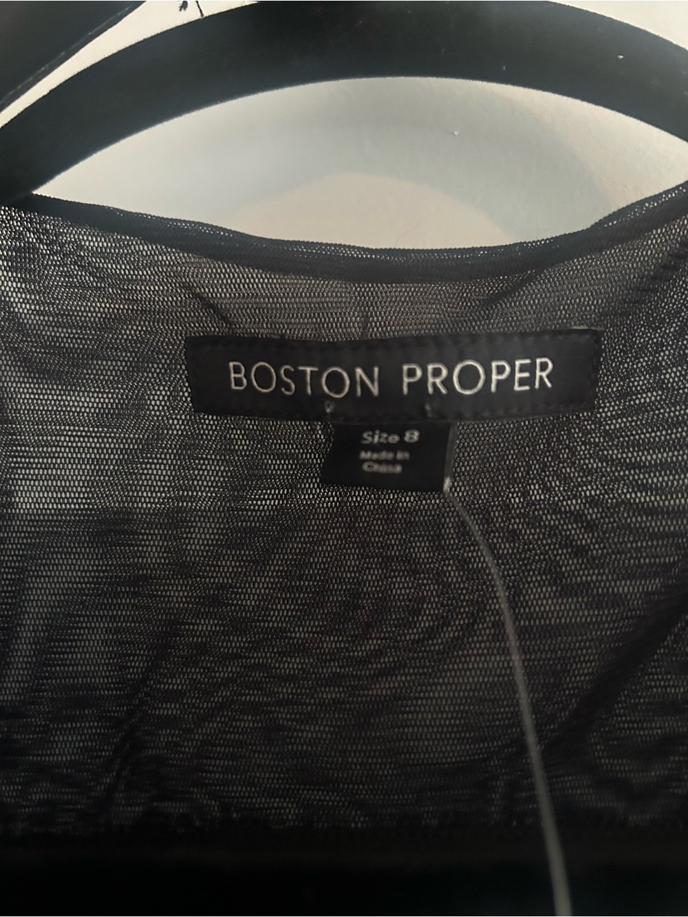Boston Proper Black Sheer Mesh sleeve dress size 8 - Picture 3 of 3